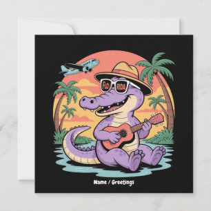 Florida Vacation Cute Cool Summer Alligator Funny Invitation