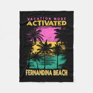 Florida vacation mode activated fernandina beach fleece blanket