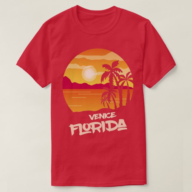 Florida Venice Vacation Palm trees Ocean Surfing  T-Shirt (Design Front)