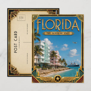 Florida Vintage Art Deco Golden Age Postcard
