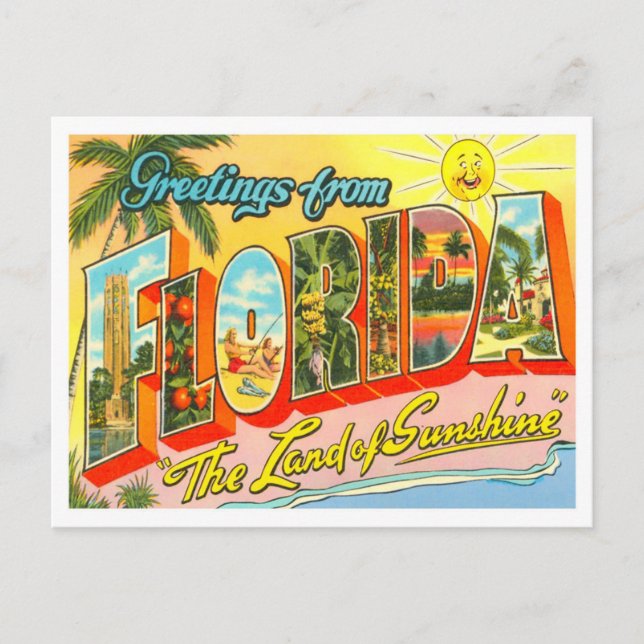Florida Vintage Big Letters Postcard (Front)