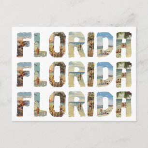 Florida vintage inspired postcard collage postcard