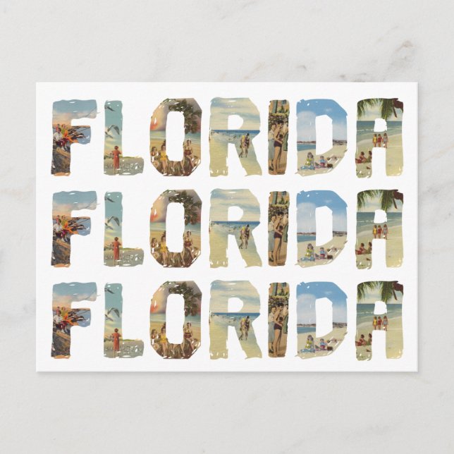 Florida vintage inspired postcard collage postcard (Front)
