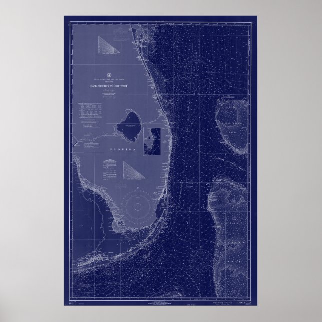 Florida Vintage Map Nautical Chart Blue Art (Front)