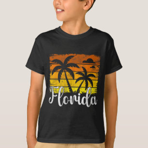 Florida Vintage Palm Tree Sunset Trocal Summer T-Shirt