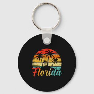 Florida vintage palm tree sunset tropical family key ring
