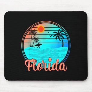 Florida vintage palm tree sunset tropical surfing mouse mat