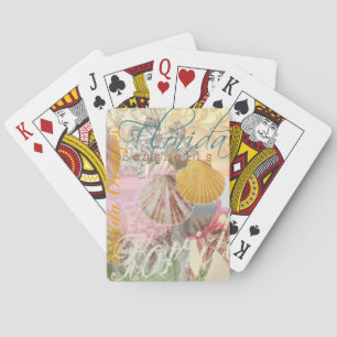 Florida Vintage Travel Beach Seashell Shell Art Playing Cards
