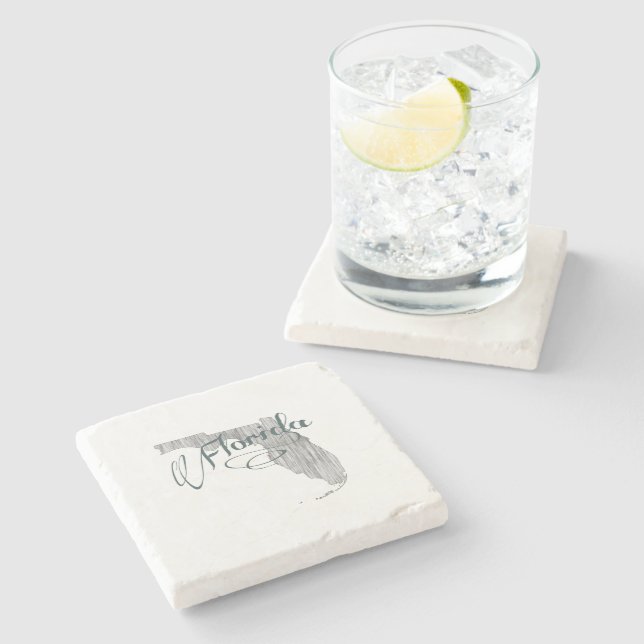 Florida Vintage Typography State Map Shape Grey Stone Coaster (Side)