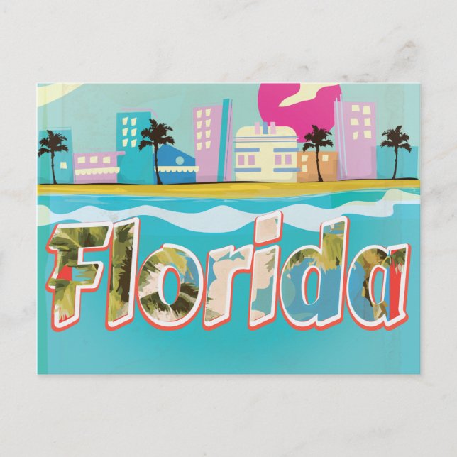Florida Vintage vacation Poster Postcard (Front)