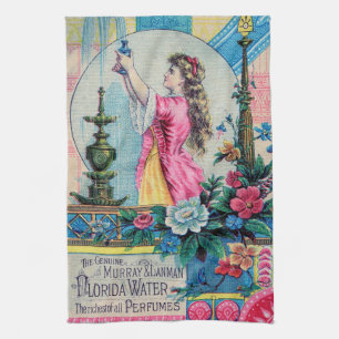 Florida water vintage perfume ad victorian deco tea towel