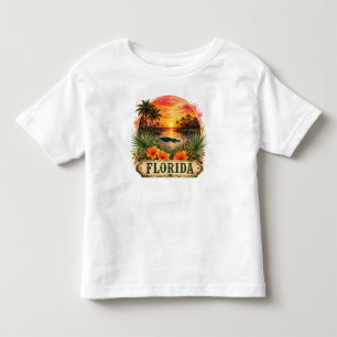 Florida Watercolor Alligator PNG Floral Design Toddler T-Shirt