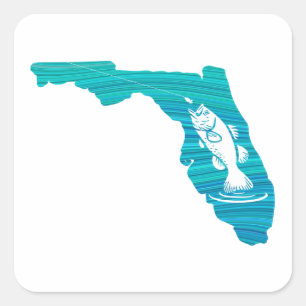 Florida Wave Fishing Square Sticker