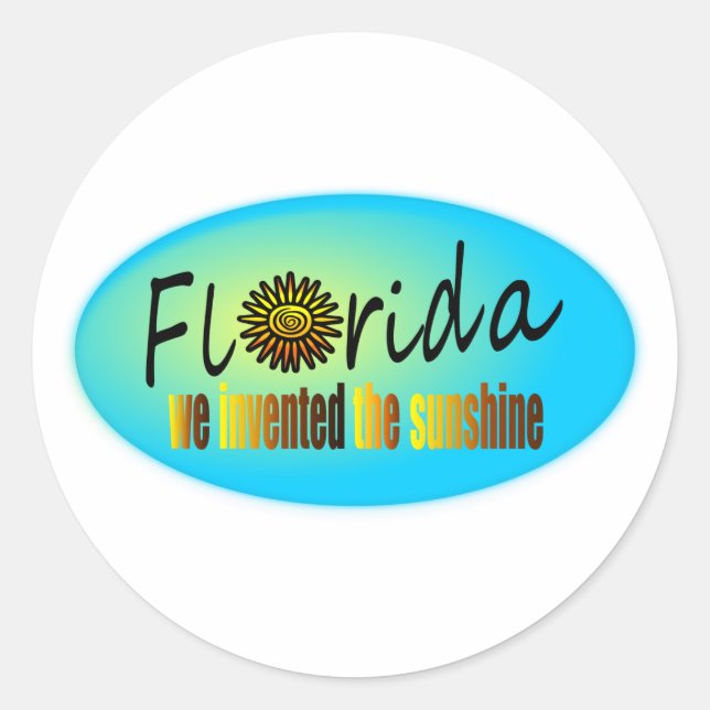 Florida - We Invented The Sunshine, With Big Sun Classic Round Sticker (Front)