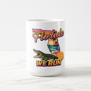 Florida We Run Sunset Alligator Flamingo Sports Coffee Mug