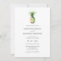 Florida Wedding Invitations Watercolor Pineapple