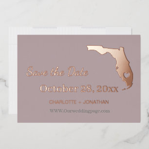 Florida Wedding Save The Date Rose Gold