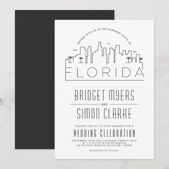 Florida Wedding | Stylised Skyline Invitation (Front/Back)