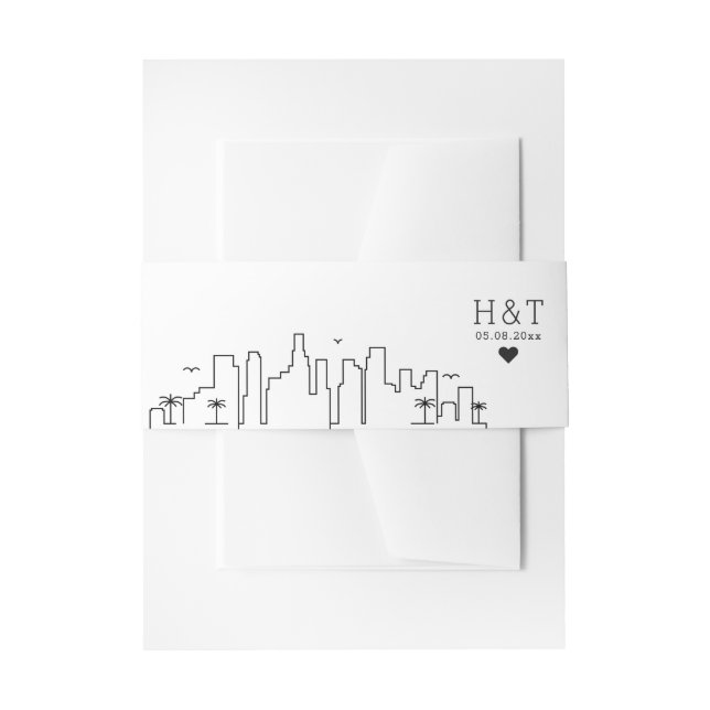 Florida Wedding | Stylised Skyline Monogram Invitation Belly Band (Front Example)