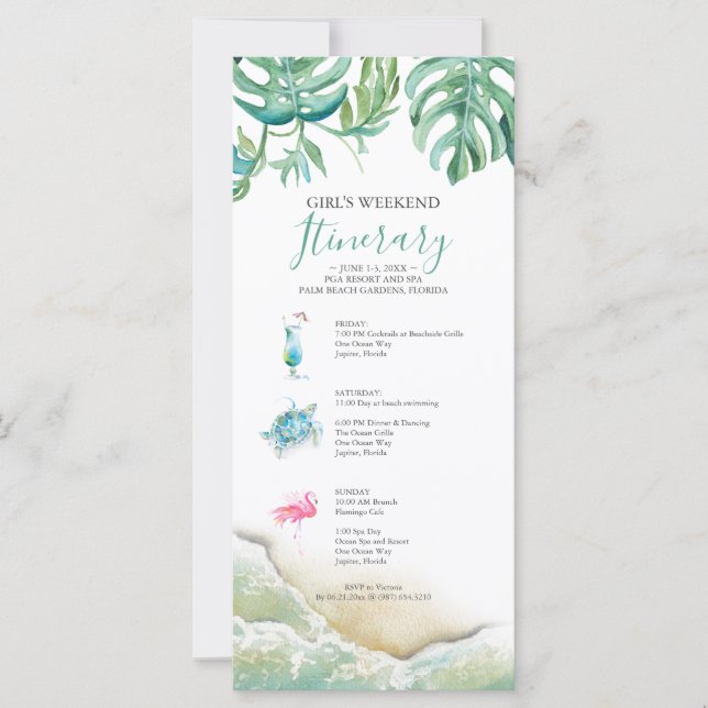 Florida Wedding Weekend Itinerary for Guests (Front)