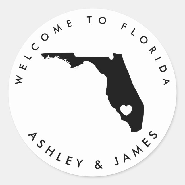 Florida Wedding Welcome Sticker for Treat Box Bag (Front)