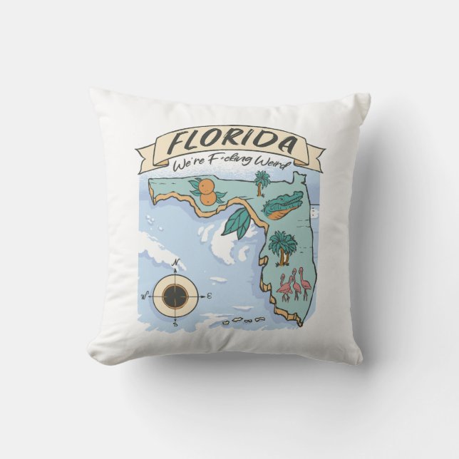 FLORIDA WE'RE F*CKING WEIRD UNITED STATES MAP  CUSHION (Front)