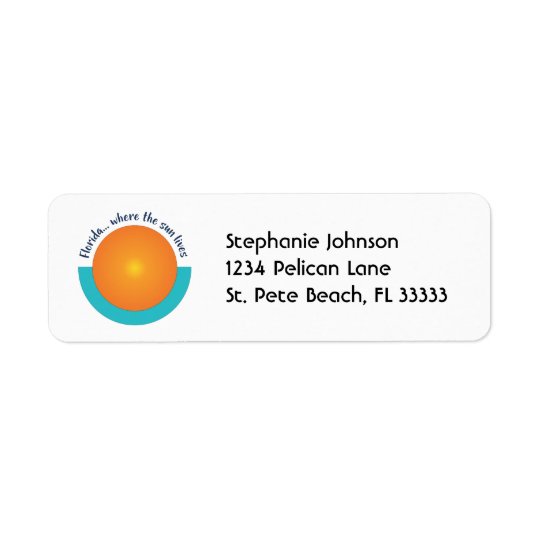 Florida... Where the Sun Lives Return Address Return Address Label