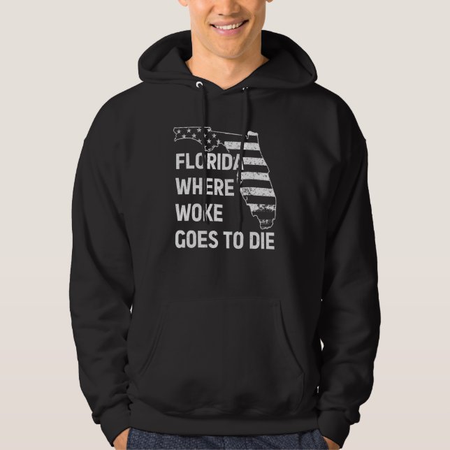 Florida Where Woke Goes To Die  Retro 1 Hoodie (Front)