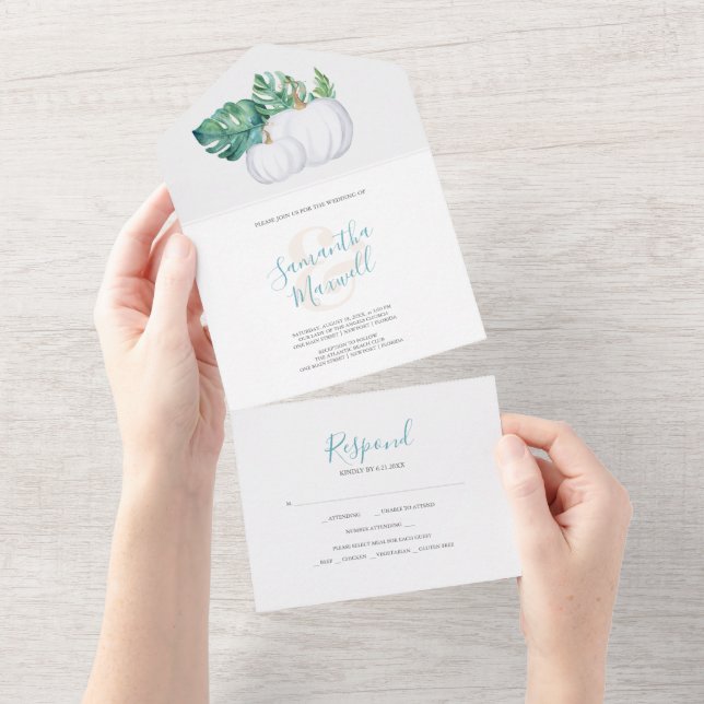 Florida White Pumpkin Wedding All In One Invite (Tearaway)