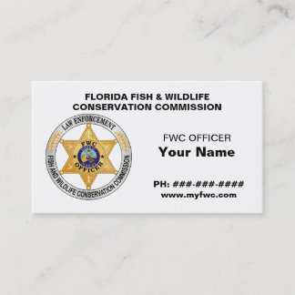 Florida Wildlife Commission FWC Business Card