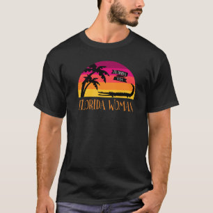 Florida Woman Retro Sunset And Alligator T-Shirt