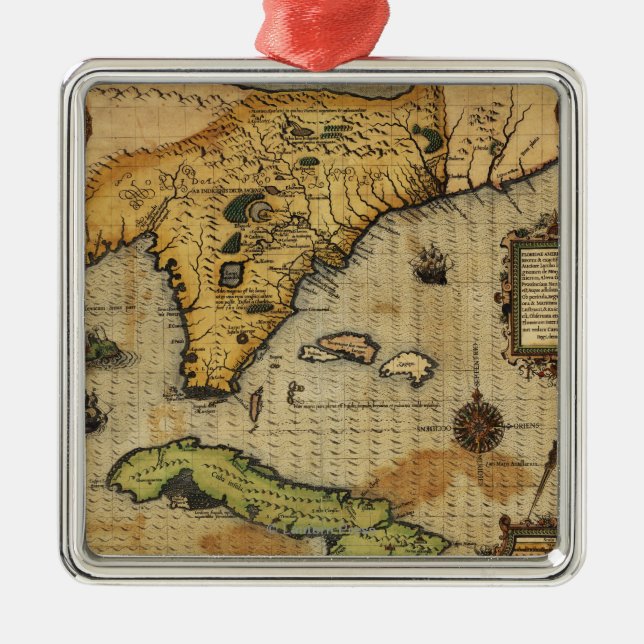 FloridaPanoramic MapFlorida Metal Tree Decoration (Front)