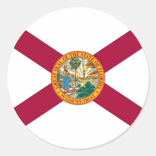 Floridian Flag, Flag of Florida Classic Round Sticker (Front)