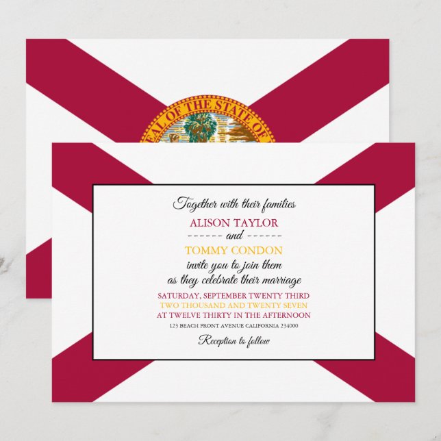 Floridian Flag, Flag of Florida Wedding Invitation (Front/Back)
