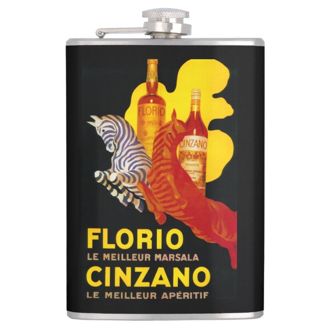 Florio Cinzano Vintage PosterEurope Hip Flask (Front)