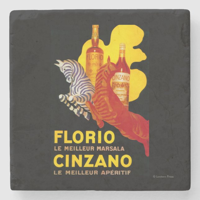 Florio Cinzano Vintage PosterEurope Stone Coaster (Front)