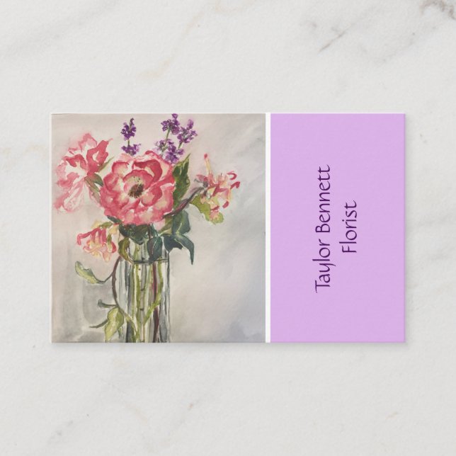 Florist Art Business Card, Flower Arranging Business Card (Front)