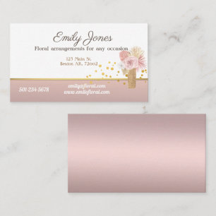 Florist blush business card flowers, pink and gold