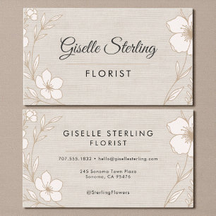 Florist Botanical Flowers Floral Linen Business Card