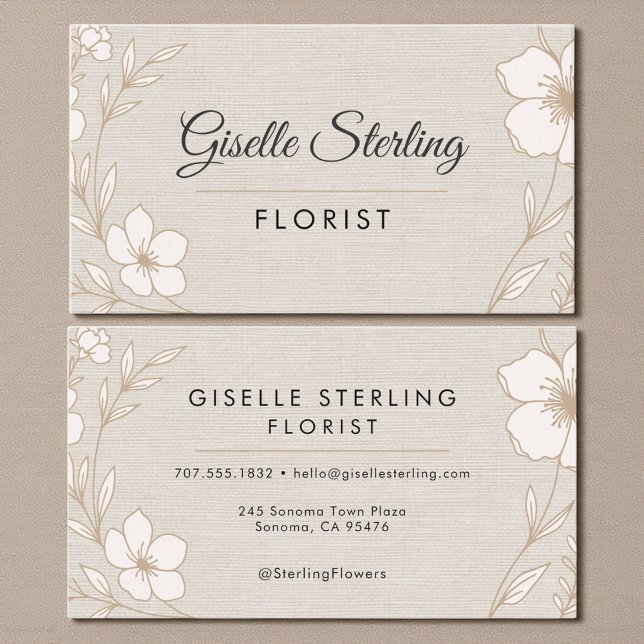 Florist Botanical Flowers Floral Linen Business Card (Creator Uploaded)
