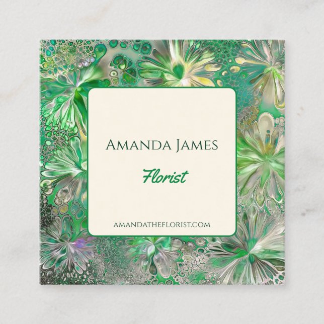 Florist Botanical Professional Boutique Shop Square Business Card (Front)