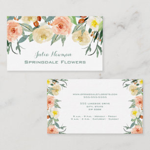 Florist, Bright Watercolor Flowers Business Card
