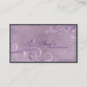 Florist Business Card Pink Purple Swirls Butterfly