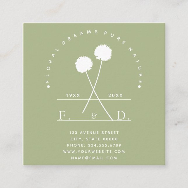 Florist Business Minimalist Square Business Card (Front)
