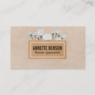 Florist   Carnations II (white) Business Card