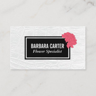 Florist   Carnations (Red)   White Leather Business Card