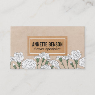 Florist   Carnations (white) Business Card