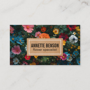 Florist   Colorful Flowers Background Business Card