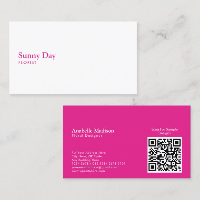 Florist Colourful Floral Bouquet with QR Code Business Card (Front/Back)