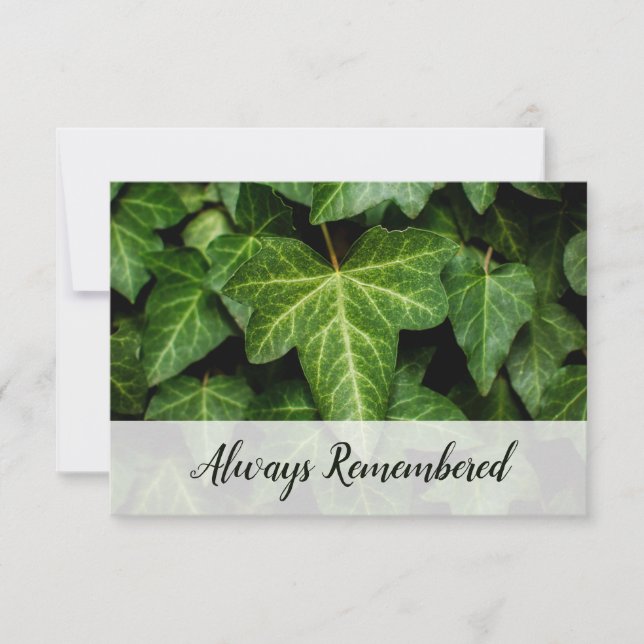 Florist Edition 🌿Ivy Photo 'Always Remembered'  Card (Front)